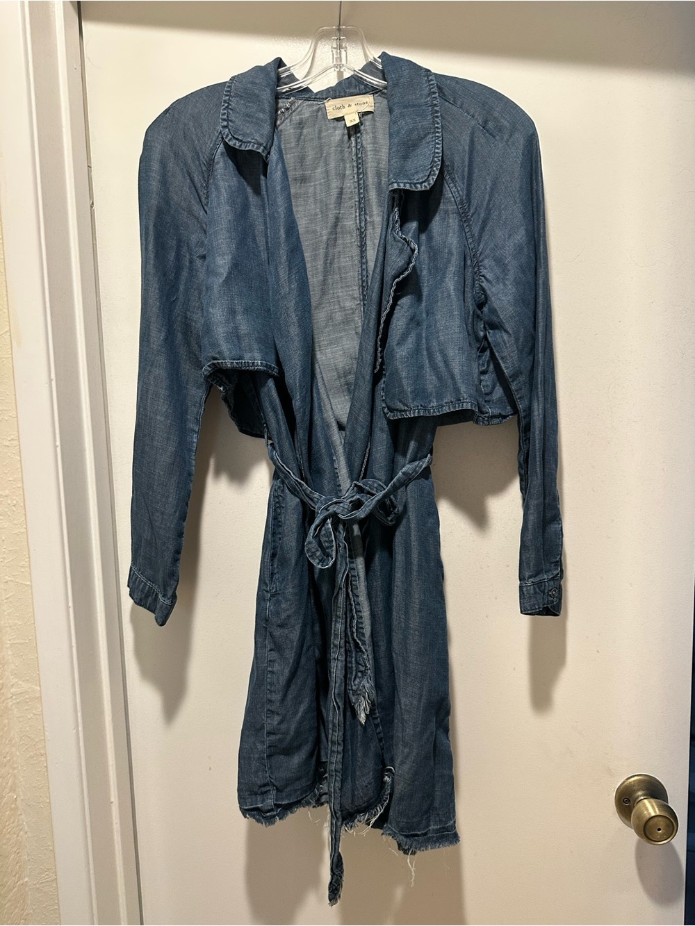 cloth & stone by Anthropologie denim tie-waist jean duster blue size XS